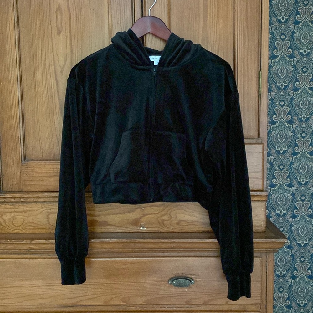Gianni Bini Softest Velour Cropped Track Jacket